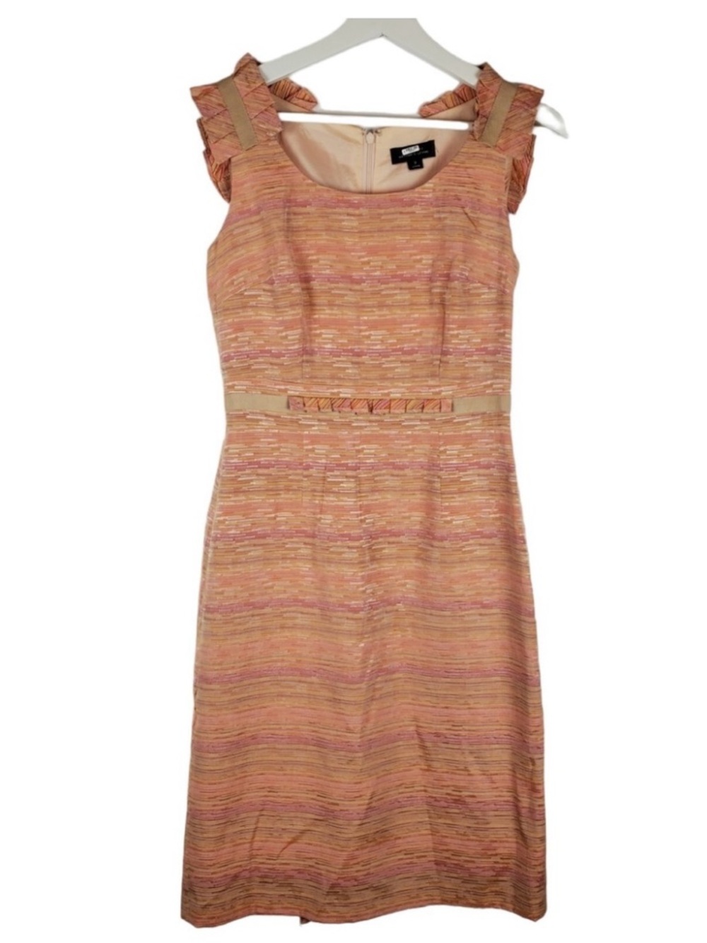 Tahari  Pink Peach Textured Sheath Dress. EUC . Size 12